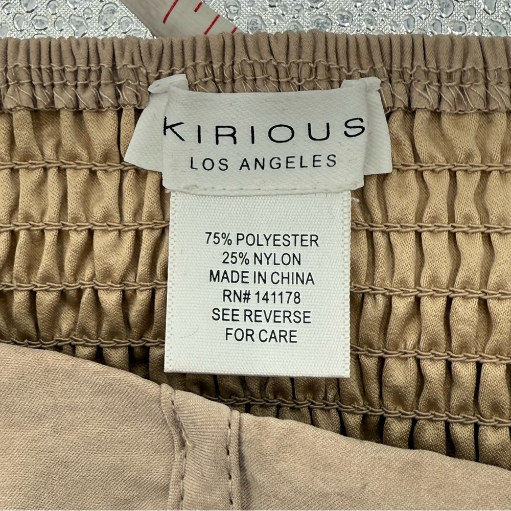 Kirious Los Angeles Beige Long Sleeve Corset Top Smocked Back Puff Sleeve - Picture 10 of 10